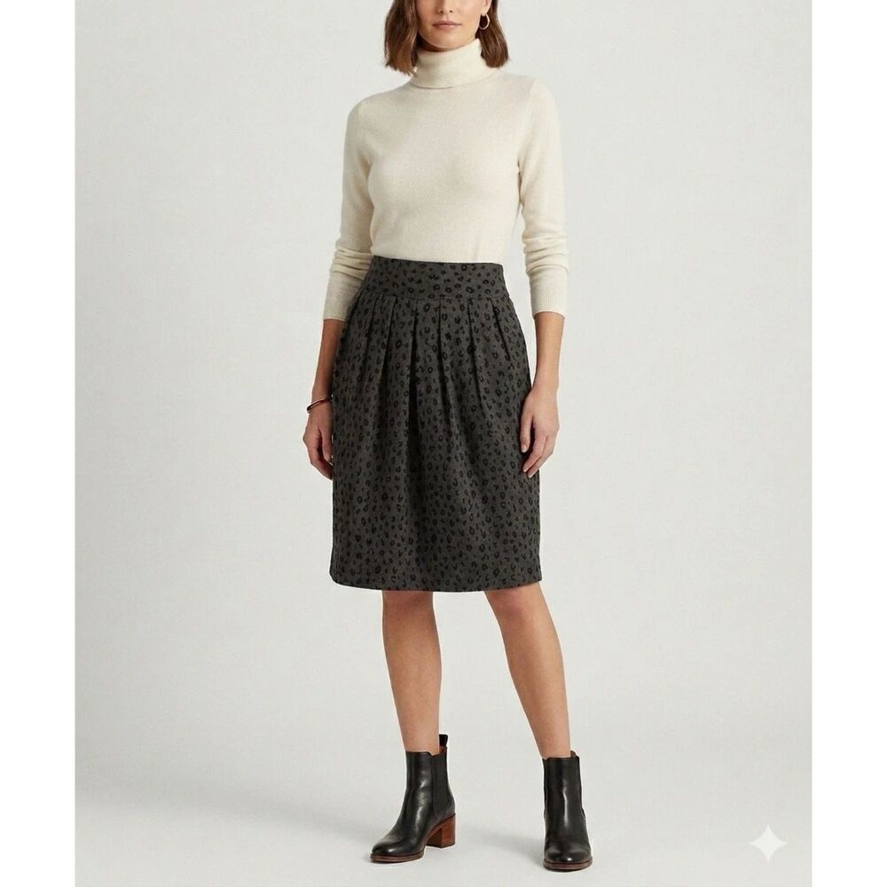 Linea Donna Bugatchi classica Skirt Womens Sz 12 Gray Leopard Wool Blend Vintage